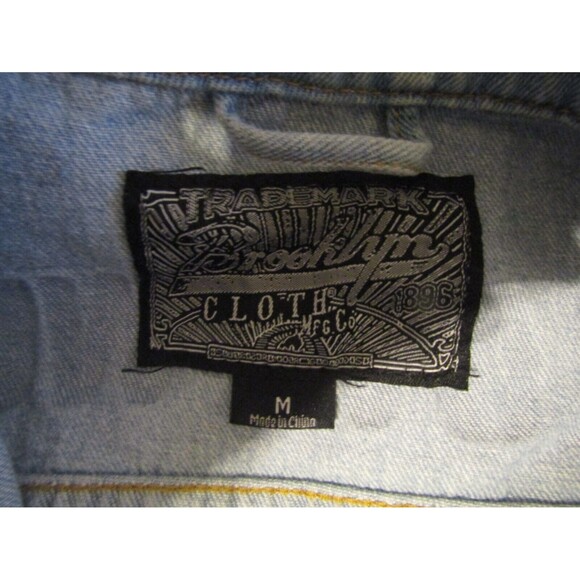 Brooklyn Cloth Pride Doodle Jean Jacket Blue Denim Peace Love United Size M - Picture 12 of 13